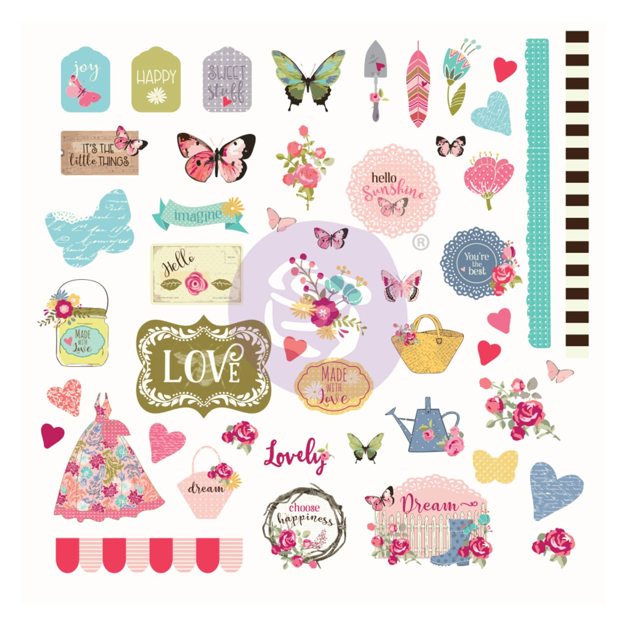 Prima Marketing Inc Butterfly Bliss Collection Ephemera - 49 Pcs 655350913144